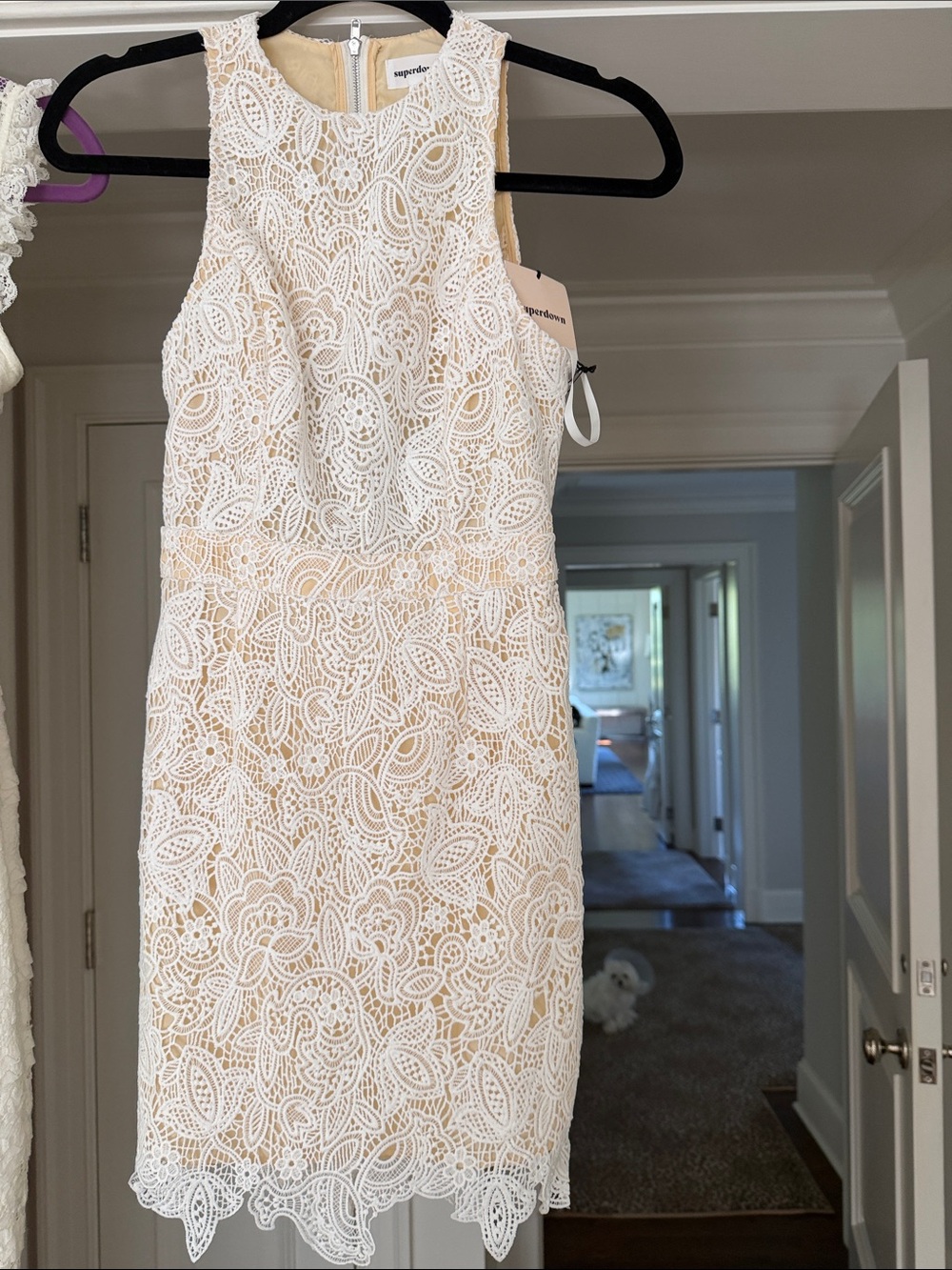 Superdown Sleeveless White Lace Sheath Dress by Sugarlips